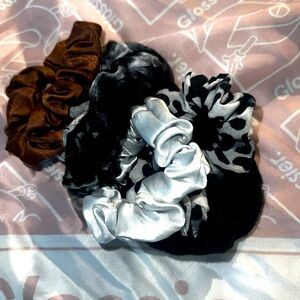 Claire's Black, White, and Brown Scrunchie Trio